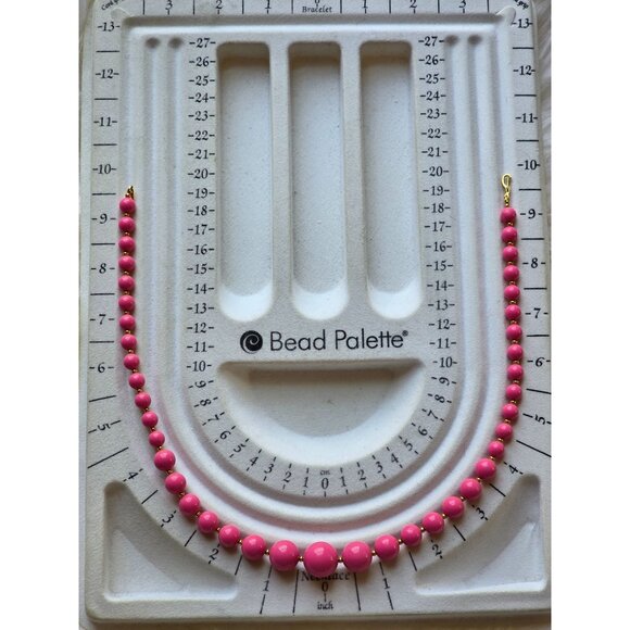 Marvella Vintage Pink Bead Graduated Necklace With Gold-Tone Spacers 18" - Picture 3 of 7